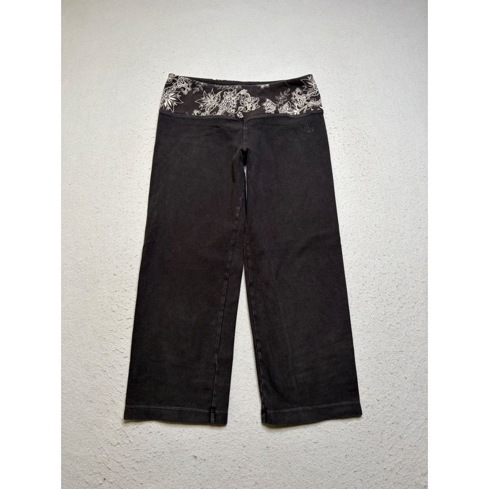 The Balance Collection Yoga Pants Womens XS Black Paisley Floral Crop Wide Leg